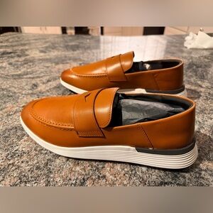 Men's Tan Slip-On Casual Loafers with White Sole